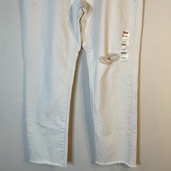 NWT. Levi’s Short Button Fly Low Rise Wedge Straight Distressed White Jeans. 12. - Picture 7 of 11